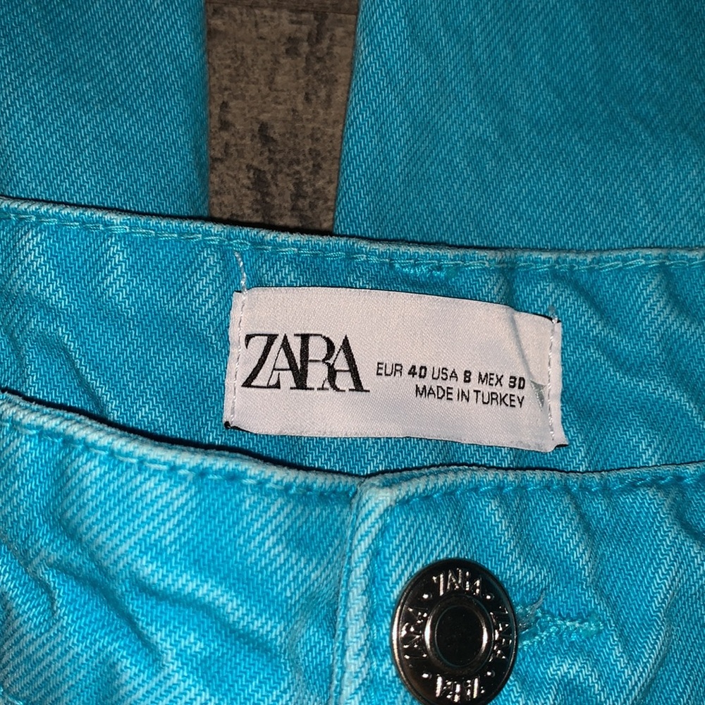 ZARA TURQUOISE WIDE LEG JEANS - Picture 5 of 8